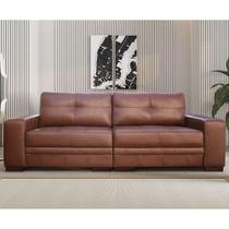 Sofá Milano 2L Couro Conhaque 170 cm Pés de Madeira Sofá Milano 2L Couro Conhaque 170 cm Pés de Madeira