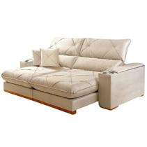 Sofá Milano com Molas Ensacadas 4 Lugares Retrátil e Reclinável 250cm Tecido Veludo Zarat