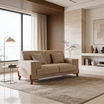 Sofá Milão 2 Lugares em Linho Clássico Pés Madeira Maciça Living Sofá Milão 2 Lugares em Linho Clássico Pés Madeira Maciça Living