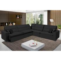 Sofá Milão 3.75x3.75m de Canto, Retrátil e Reclinável - Preto Sofá Milão 3.75x3.75m de Canto, Retrátil e Reclinável - Preto