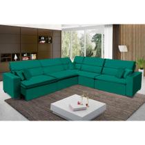 Sofá Milão 3.75x3.75m de Canto, Retrátil e Reclinável - Verde Sofá Milão 3.75x3.75m de Canto, Retrátil e Reclinável - Verde