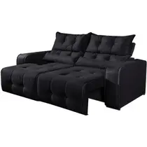 Sofá Minas 2 Lugares Retrátil e Reclinável Tecido Suede 180cm Cor Preto