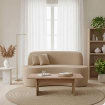 Sofá Minimalista Orgânico 2 Lugares Sala Bouclé Bege