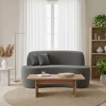 Sofá Minimalista Orgânico 2 Lugares Sala Bouclé Cinza