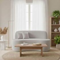Sofá Minimalista Orgânico 2 Lugares Sala Bouclé Cor:cinza Sofá Minimalista Orgânico 2 Lugares Sala Bouclé Cor:cinza