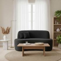 Sofá Minimalista Orgânico 2 Lugares Sala Bouclé Cor:preto