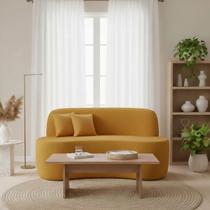 Sofá Minimalista Orgânico 2 Lugares Sala Bouclé