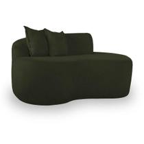 Sofá Moderno 2 Lugares Sala E Recepção Bouclé Cor:verde Musgo