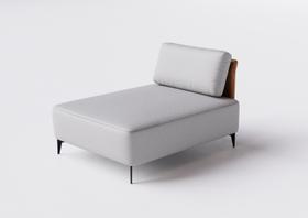 Sofá Moderno Chaise 80cm Cinza com Encosto Terracota Rede Móveis