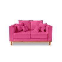 Sofá Moderno Viena 02 Lugares Com Almofadas Decorativa Suede Pink - Madeira Prima Deccor
