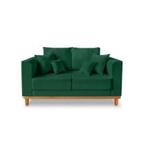 Sofá Moderno Viena 02 Lugares Com Almofadas Decorativa Suede Verde - Madeira Prima Deccor