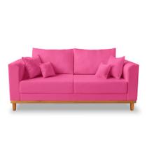 Sofá Moderno Viena 3 Lugares Para Recepção Suede Pink - Madeira Prima Deccor