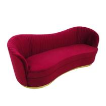 Sofa Moderno Vinho Base Metal Dourado Luxo Sofa Moderno Vinho Base Metal Dourado Luxo