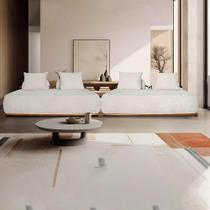 Sofá Modulado 6 Lugares com Almofadas Soltas Pés Madeira Maciça 400cm Homer Bouclê Off White G63 - Gran Belo Sofá Modulado 6 Lugares com Almofadas Soltas Pés Madeira Maciça 400cm Homer Bouclê Off White G63 - Gran Belo