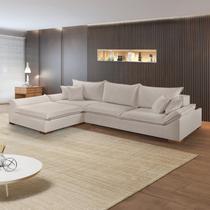 Sofá Modulado com Chaise e Almofadas Soltas M201 Base em Madeira Maciça
