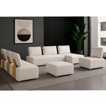 Sofá Modulado com Chaise Hugo Boucle Off White - Sallar Home Sofá Modulado com Chaise Hugo Boucle Off White - Sallar Home