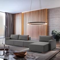Sofá Modulado com Chaise, Módulos e Puff 390cm Cinza Sofá Modulado com Chaise, Módulos e Puff 390cm Cinza