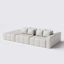 Sofá Modulado Ilha Santorini 3,55m x 1,60m em Couro Off White - Home Mobily Sofá Modulado Ilha Santorini 3,55m x 1,60m em Couro Off White - Home Mobily