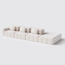 Sofá Modulado Ilha Santorini 5,00m x 1,60m em Linho Algodão Lapidado - Home Mobily