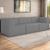 Sofá Modulado Na Caixa 3 Lugares 231cm Espuma D33 Multimóveis CR45354 Cinza