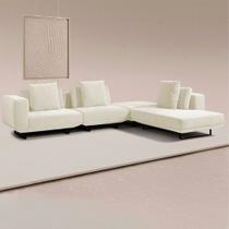 Sofá Modulado Sala de Estar Carmen 652cm Pés de Ferro Linho Rústico Off White G92 - Gran Belo