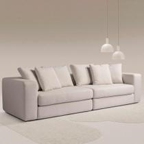 Sofá Modulado Sala de Estar Trento 216cm com Almofadas Soltas Linho Bege G92 - Gran Belo