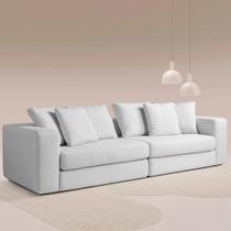 Sofá Modulado Sala de Estar Trento 216cm com Almofadas Soltas Linho Cinza G92 - Gran Belo