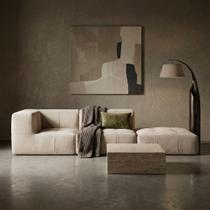 Sofá Modular 2 Lugares Com 1 Braço 1 Chaise Inflow Boucle Linho Vem Na Caixa Compacto Moderna