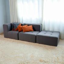 Sofá Modular 2 Lugares Com 1 Braço 1 Chaise Inflow Boucle Linho Vem Na Caixa Compacto Moderna
