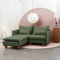 Sofá Modular 2 Lugares com Chaise e Pé Bolinha Sôma CabeCasa MadeiraOriginals