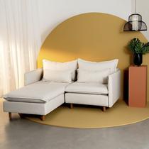 Sofá Modular 2 Lugares com Chaise e Pé Madeira Sôma CabeCasa MadeiraOriginals Bege Natural