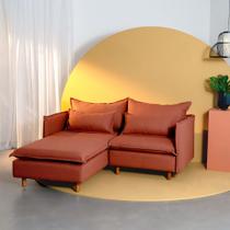 Sofá Modular 2 Lugares com Chaise e Pé Madeira Sôma CabeCasa MadeiraOriginals