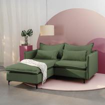 Sofá Modular 2 Lugares com Chaise e Pé Metal Sôma CabeCasa MadeiraOriginals Verde