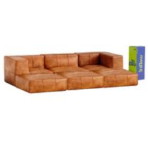 Sofá Modular 3 Lugares 2 Braços Com 3 Chaises Inflow Poli Couro Marrom Vem Na Caixa Confortável Sala Sofá Modular 3 Lugares 2 Braços Com 3 Chaises Inflow Poli Couro Marrom Vem Na Caixa Confortável Sala