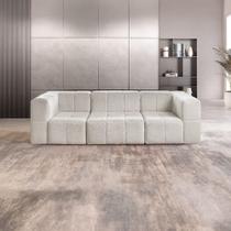 Sofá Modular 3 Lugares Bouclé Bege Nude