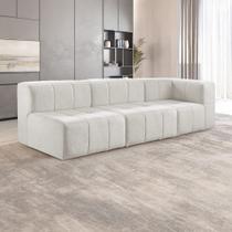 Sofá Modular 3 Lugares Bouclé Bege Nude