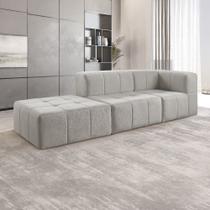 Sofá Modular 3 Lugares Bouclé Cinza