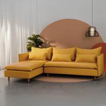 Sofá Modular 3 Lugares com Chaise e Pé Madeira Sôma CabeCasa MadeiraOriginals