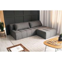 Sofá Modular 3 Lugares com Puff Soho Linho Cinza