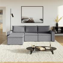 Sofá Modular 3 Lugares com Puff Zen CabeCasa MadeiraOriginals