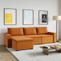 Sofá Modular 3 Lugares com Puff Zen CabeCasa MadeiraOriginals