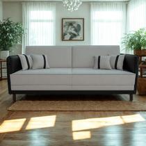 Sofá Modular 3 Lugares Filipi 2,12m Linho Cinza - material sintético Preto Sofá Modular 3 Lugares Filipi 2,12m Linho Cinza - material sintético Preto