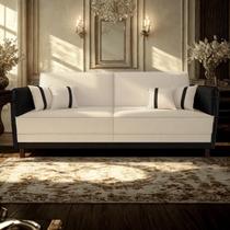 Sofá Modular 3 Lugares Filipi 2,12m material sintético Bege - material sintético Preto