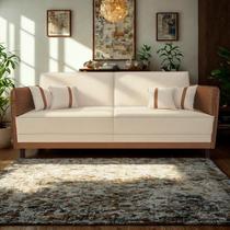 Sofá Modular 3 Lugares Filipi 2,12m material sintético Bege - material sintético Terracota