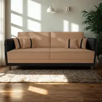 Sofá Modular 3 Lugares Filipi 2,12m material sintético Terracota - material sintético Preto