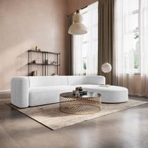 Sofá Modular 4 Lugares Bouclé Branco Celinne Luxuoso 265cm
