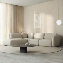 Sofá Modular 4 Lugares Com Sumiê Orla CabeCasa MadeiraOriginals Bege Espuma Do Mar