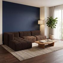 Sofá Modular Boucle Plus - 3 Lugares - 1 Canto com Apoio de Pé Sofá Modular Boucle Plus - 3 Lugares - 1 Canto com Apoio de Pé