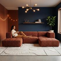 Sofá Modular Boucle Plus - 3 Lugares - 2 Cantos com 2 Apoio de Pé Sofá Modular Boucle Plus - 3 Lugares - 2 Cantos com 2 Apoio de Pé