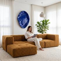 Sofá Modular Boucle Plus - 3 Lugares - 2 Cantos com Apoio de Pé Sofá Modular Boucle Plus - 3 Lugares - 2 Cantos com Apoio de Pé